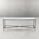 Thaddeus Metal Rectangle Marble Console Table Hand-Forged Entryways Entrance Table