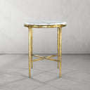 Vintage Forged Marble Round Side Table 18"D