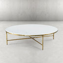 Thaddeus Metal Marble Round Coffee Table Hand-Forged Style O & X Living Sofa Center Tea Table