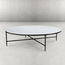 Thaddeus Metal Marble Round Coffee Table Hand-Forged Style O & X Living Sofa Center Tea Table