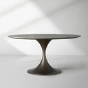 Saint Germain Round Stone Dining Table with Modern Steel Base