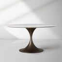 Saint Germain Round Stone Dining Table with Modern Steel Base