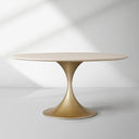 Saint Germain Round Stone Dining Table with Modern Steel Base
