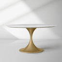 Saint Germain Round Stone Dining Table with Modern Steel Base