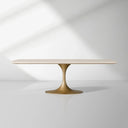 Aero Marble Stone Top Dining Table With Launette Steel Base Luxury Tulip Dining Table