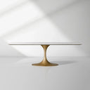 Aero Marble Stone Top Dining Table With Launette Steel Base Luxury Tulip Dining Table