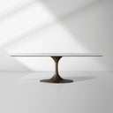 Aero Marble Stone Top Dining Table With Launette Steel Base Luxury Tulip Dining Table