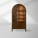 Hattie Burl Glass Cabinet Tall display Case Wood Storage Cabinets