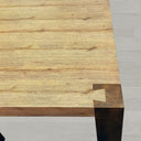 Telluride Dining Table, Solid Mexican Oak Rectangular Design with Industrial Oxidized Steel Base