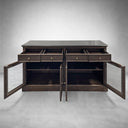 Kensington Glass Buffet Finnish Pine Wood Stone Top Vintage Dining