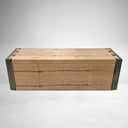 Telluride Media Console Oak with Oxidized Steel Rustic Living Furniture