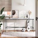 Thaddeus Metal Rectangle Marble Console Table Hand-Forged Entryways Entrance Table