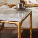 Thaddeus Metal Rectangle Marble Coffee Table Hand-Forged Living Sofa Center Tea Table