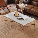 Thaddeus Metal Rectangle Marble Coffee Table Hand-Forged Living Sofa Center Tea Table
