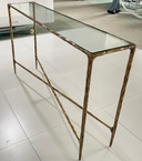 Thaddeus Metal Rectangle Glass Console Table Hand-Forged Style O & X Entryways Entrance Table