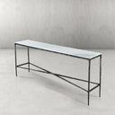 Thaddeus Metal Rectangle Marble Console Table Hand-Forged Entryways Entrance Table
