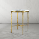 Vintage Forged Marble Round Side Table 18"D