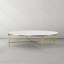 Thaddeus Metal Marble Round Coffee Table Hand-Forged Style O & X Living Sofa Center Tea Table
