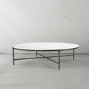 Thaddeus Metal Marble Round Coffee Table Hand-Forged Style O & X Living Sofa Center Tea Table