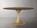 Round Wood Dining Table with Launette Base