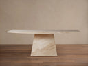 Ilaria Dining Table Beige Coralle Marble Pedestal Artisanal Dining