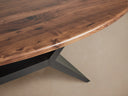 Jacob Round Solid Wood Dining Table Black Iron Vertex Base Modern Dining