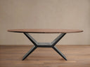 Jacob Round Solid Wood Dining Table Black Iron Vertex Base Modern Dining