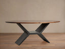 Jacob Round Solid Wood Dining Table Black Iron Vertex Base Modern Dining