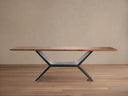 Jacob Solid Wood Dining Table Black Iron Vertex Base Modern Dining