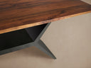 Jacob Solid Wood Dining Table Black Iron Vertex Base Modern Dining