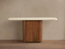 Caden Console Table in Wood and Stone Modern Design