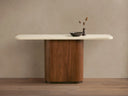 Caden Console Table in Wood and Stone Modern Design