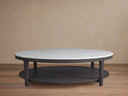 Danny Round Coffee Table Oak Wood Marble Top Contemporary Style