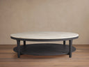 Danny Round Coffee Table Oak Wood Marble Top Contemporary Style