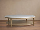 Danny Round Coffee Table Oak Wood Marble Top Contemporary Style