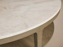 Danny Round Coffee Table Oak Wood Marble Top Contemporary Style
