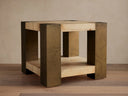 Telluride Oak End Table with Oxidized Steel Legs Rustic Living Room Furniture