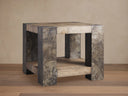 Telluride Oak End Table with Oxidized Steel Legs Rustic Living Room Furniture