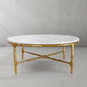 Thaddeus Metal Marble Round Coffee Table Hand-Forged Style O & X Living Sofa Center Tea Table