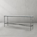 Thaddeus Metal Rectangle Marble Console Table Hand-Forged Entryways Entrance Table