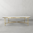 Thaddeus Metal Marble Round Coffee Table Hand-Forged Style O & X Living Sofa Center Tea Table