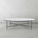 Thaddeus Metal Marble Round Coffee Table Hand-Forged Style O & X Living Sofa Center Tea Table