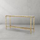 Thaddeus Metal Rectangle Marble Console Table Hand-Forged Entryways Entrance Table