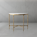 Thaddeus Metal Semi-Circle Marble Console Table Hand-Forged Entryways Entrance Table