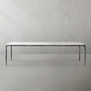 Thaddeus Metal Marble Rectangular Dining Table Hand-Forged Kitchen Table
