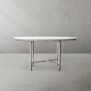 Thaddeus Metal Marble Round Dining Table Hand-Forged Kitchen Table
