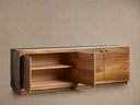 Acacius Industrial Media Console Oxidized Steel Reclaimed Wood Living