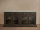 Kensington Glass Buffet Finnish Pine Wood Stone Top Vintage Dining