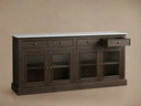 Kensington Glass Buffet Finnish Pine Wood Stone Top Vintage Dining