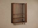Paige Cabinet Beech Wood Walnut Veneer Reeded Artisanal Living